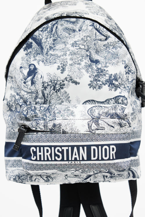 Dior 2021 White & Navy DiorTravel Nylon Backpack