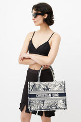 Dior 2021 Cream & Navy Medium Book Tote