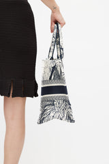 Dior 2021 Cream & Navy Medium Book Tote