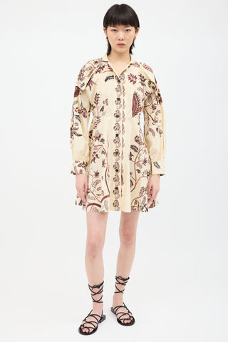 Dior Cream & Burgundy Paisley A-Line Dress