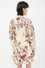 Dior Cream & Burgundy Paisley A-Line Dress