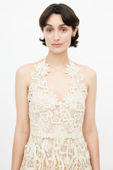 Dior Cream Eyelet Halter Dress