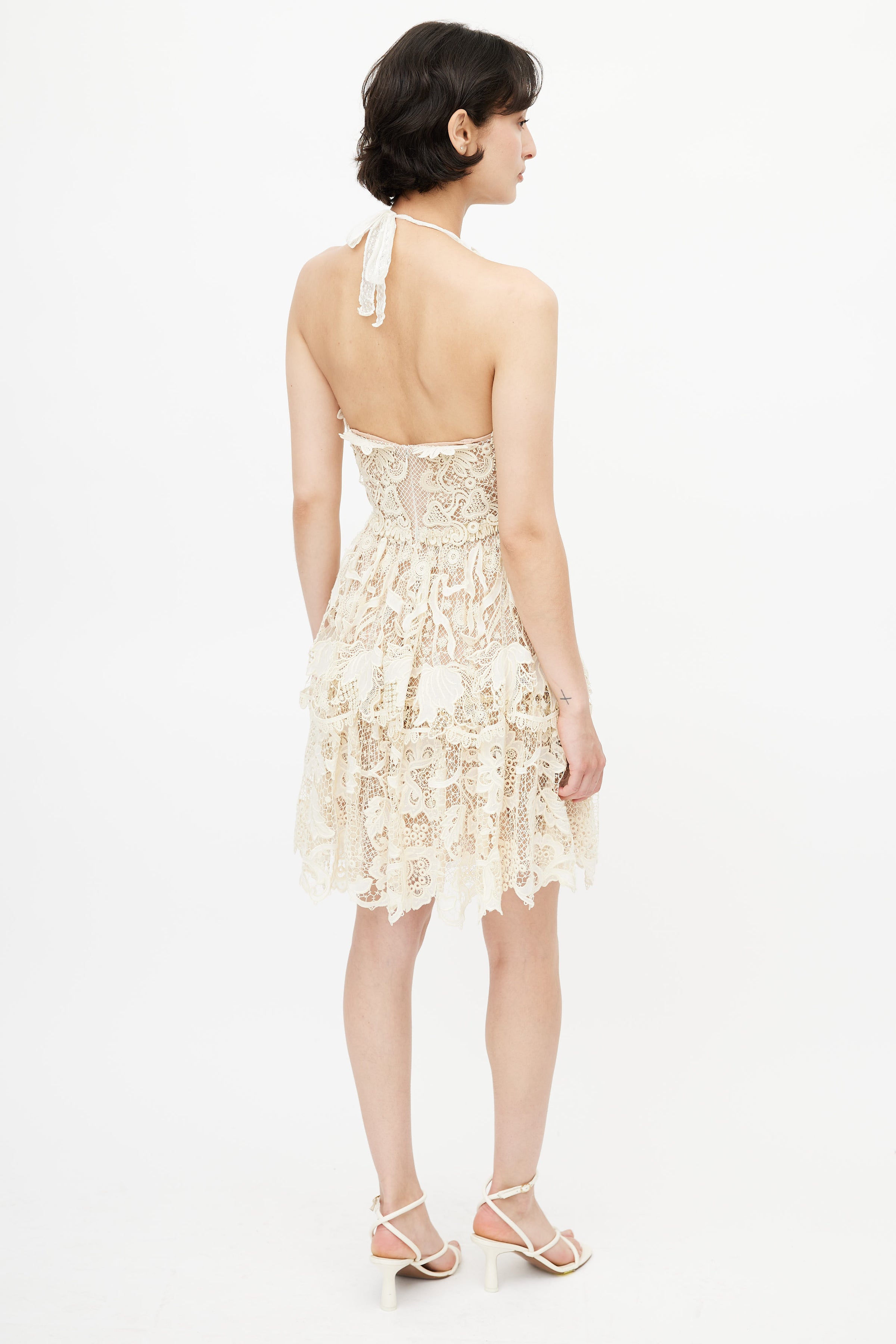 Dior // Cream Eyelet Halter Dress VSP Consignment Dior // Cream Eyelet Halter Dress VSP Consignment