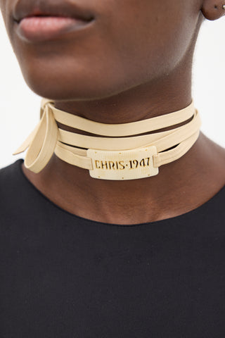 Dior Cream Leather Chris 1947 Wrap Bracelet