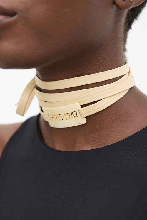 Dior Cream Leather Chris 1947 Wrap Bracelet