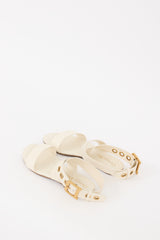 Dior 2019 White & Gold Leather D-Dior Buckled Sandal
