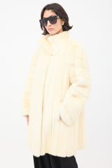 Dior Vintage Cream Collared Fur Coat