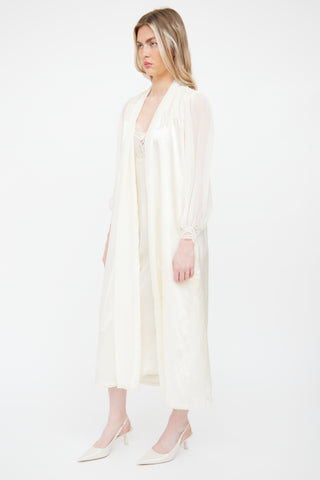 Dior Cream Rose Silk Dress & Robe Set
