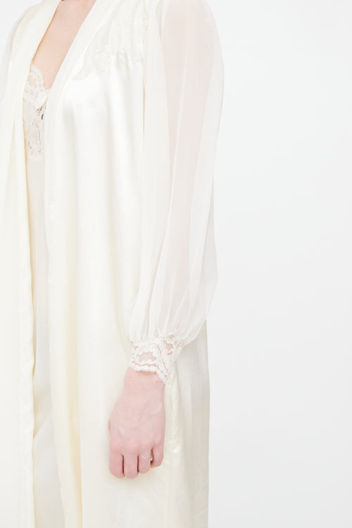Dior Cream Rose Silk Dress & Robe Set