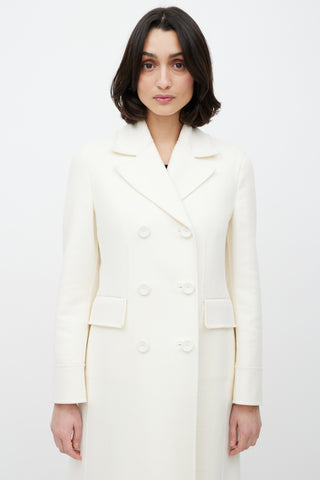 Dior Cream Wool Double Breasted Coat