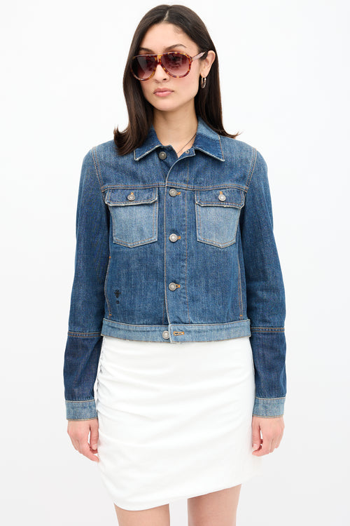 Dior Cropped Denim Logo Jacket