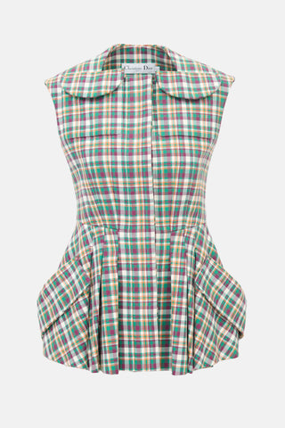 Dior Cruise 2016 Plaid Peplum Top