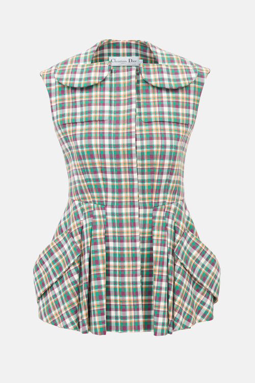 Dior Cruise 2016 Plaid Peplum Top