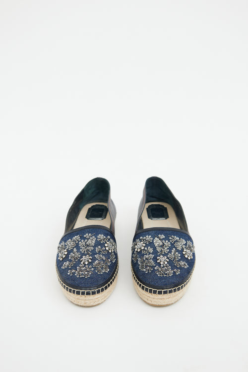 Dior Denim Embellished Espadrille