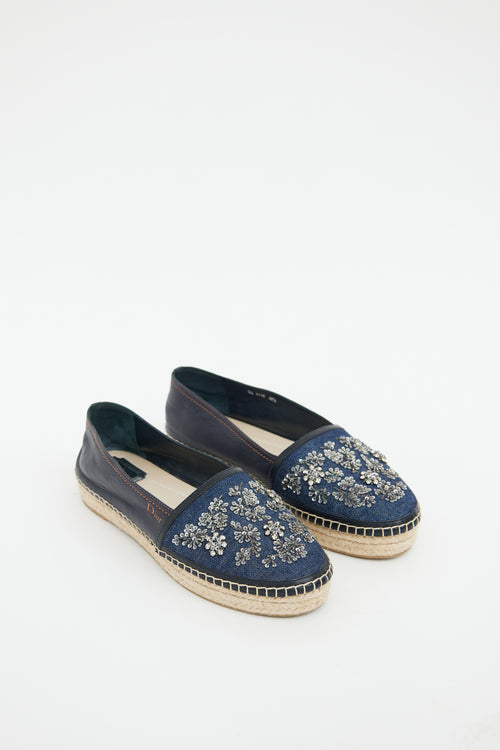 Dior Denim Embellished Espadrille