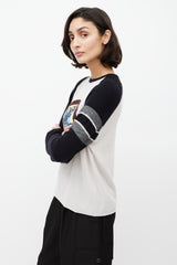Dior White & Multicolour Cashmere Lucky Knit Top