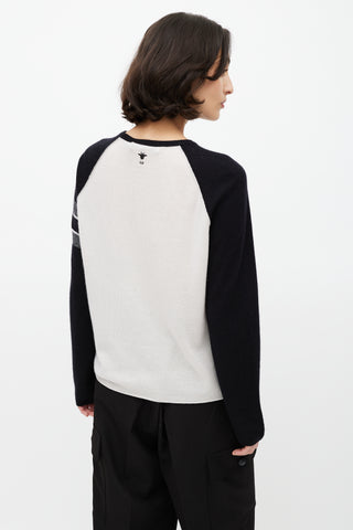 Dior White & Multicolour Cashmere Lucky Knit Top