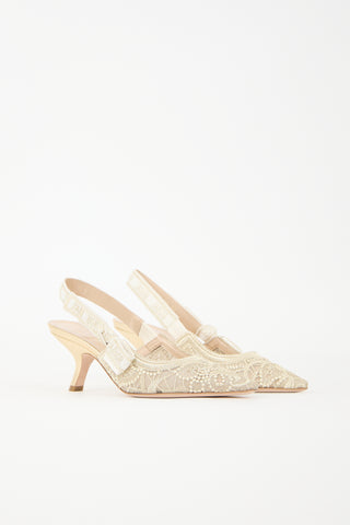 Dior Embroidered Mesh J'Adior Slingback Pump