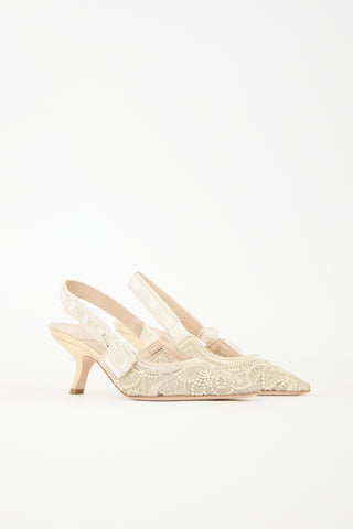 Dior Embroidered Mesh J'Adior Slingback Pump