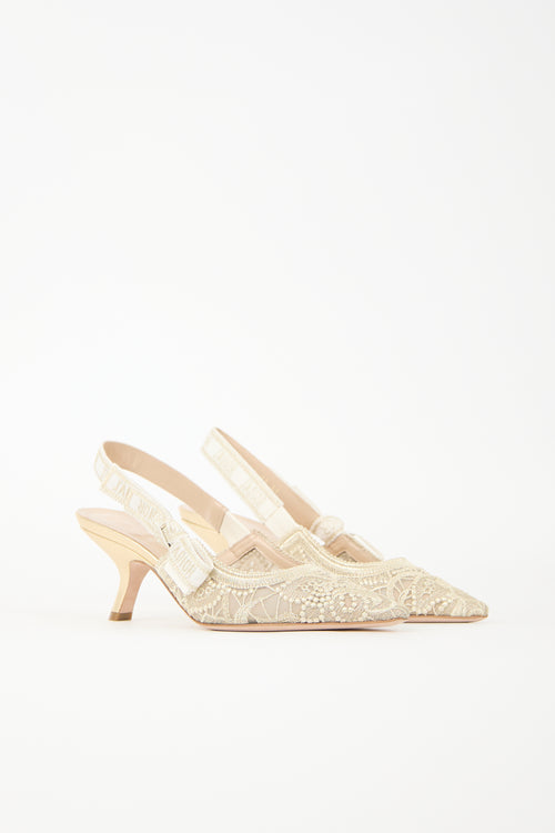 Dior Embroidered Mesh J'Adior Slingback Pump