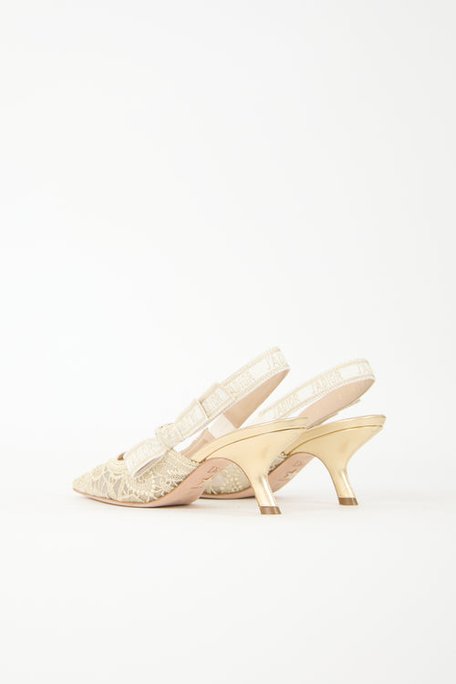 Dior Embroidered Mesh J'Adior Slingback Pump