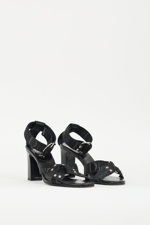 Dior FW 2003 Black Leather & Nylon Heeled Sandal