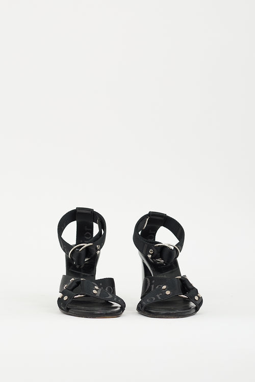 Dior FW 2003 Black Leather & Nylon Heeled Sandal