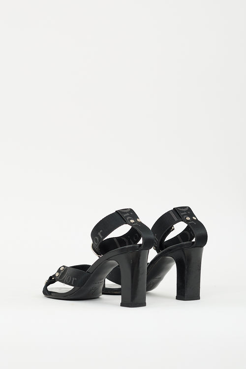 Dior FW 2003 Black Leather & Nylon Heeled Sandal