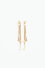 Dior Faux Pearl Charm CD Drop Earrings