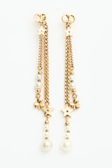 Dior Faux Pearl Charm CD Drop Earrings
