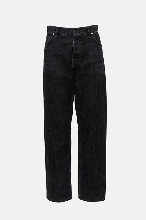 Dior Flocked Denim Straight Leg Jeans