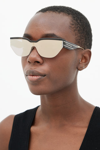 Dior Gold & Brown DiorClub M3U Shield Sunglasses