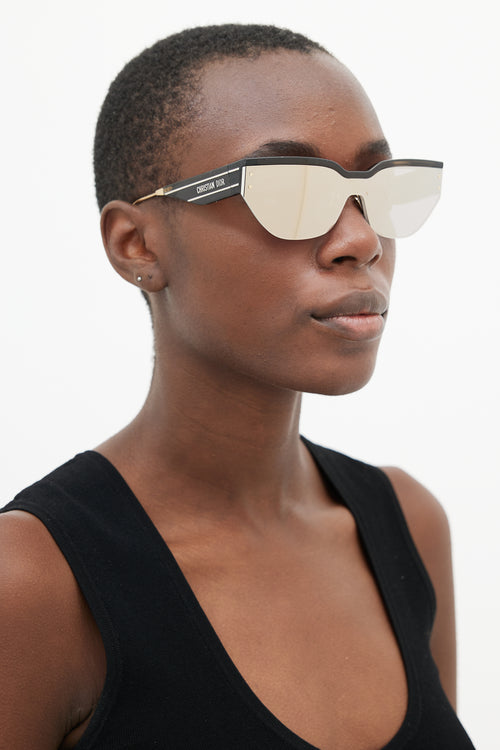 Dior Gold & Brown DiorClub M3U Shield Sunglasses