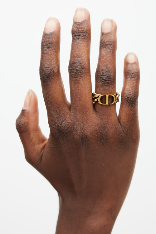 Dior Gold Chain Link Logo Ring