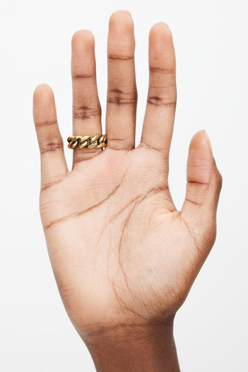 Dior Gold Chain Link Logo Ring