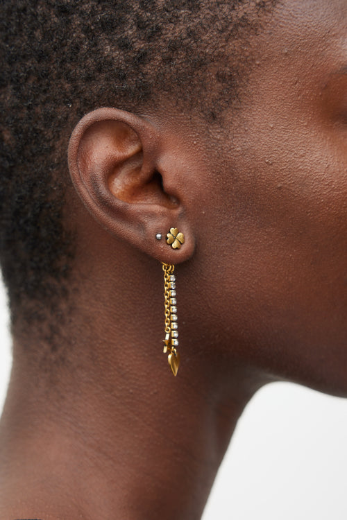 Dior Gold Crystal Logo Drop Earring