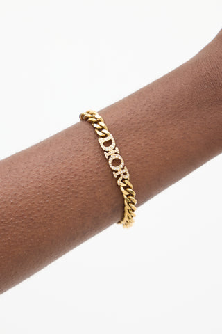 Dior Gold Dio(r)evolution Crystal Logo Chain Bracelet