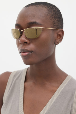 Dior Gold Flash Rimless Tapered Sunglasses