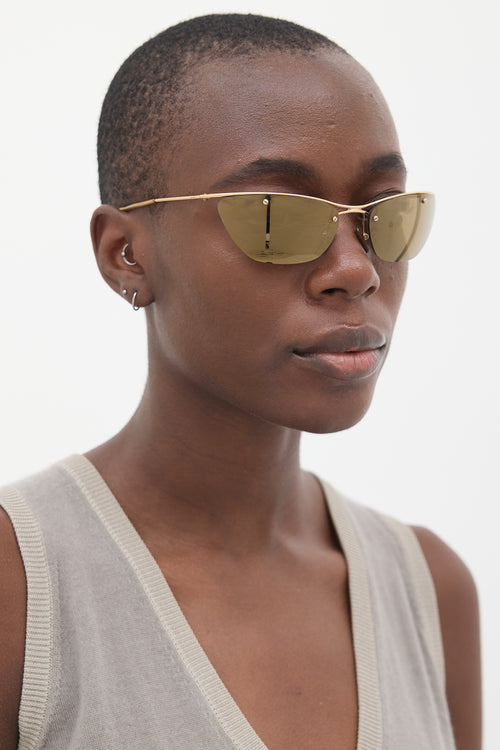 Dior Gold Flash Rimless Tapered Sunglasses