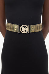 Dior Gold Leather Ruched Logo Belt
