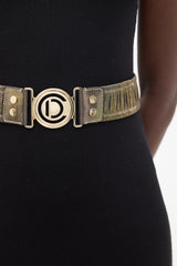 Dior Gold Leather Ruched Logo Belt