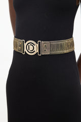 Dior Gold Leather Ruched Logo Belt