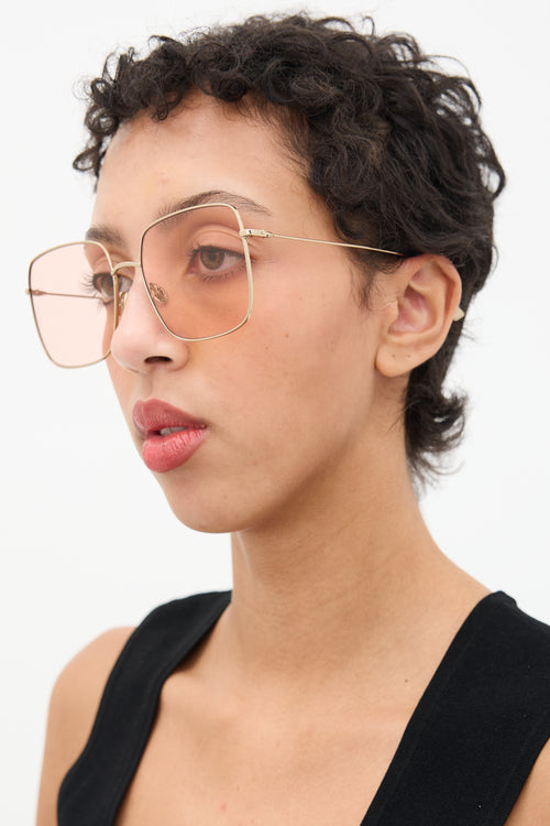 Dior Gold & Pink J5GJW Square Sunglasses