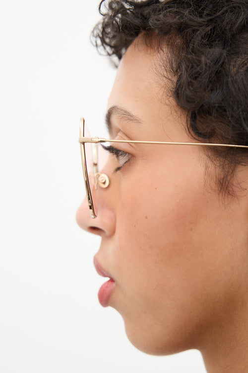 Dior Gold & Pink J5GJW Square Sunglasses