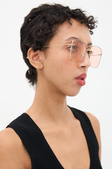 Dior Gold & Pink J5GJW Square Sunglasses