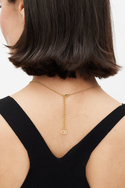 Dior Gold Tone Logo Necklace