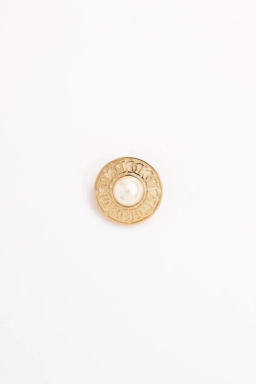 Dior Logo Pearl Brooch