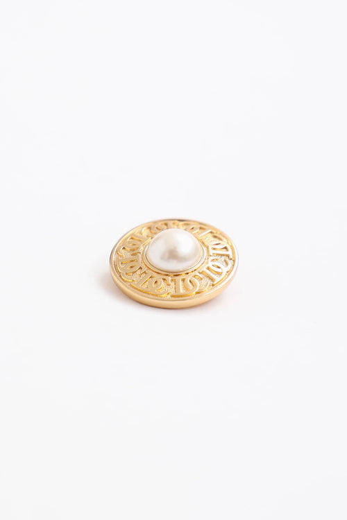 Dior Logo Pearl Brooch