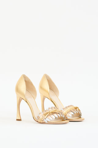 Dior Gold Metallic Leather Jungle Peep Toe Heel