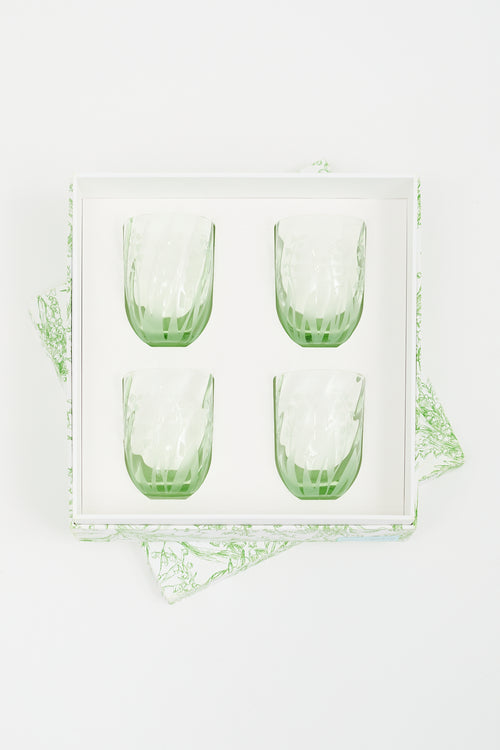 Dior Green Frosted Lily Of The Valley 4 Piece Cups Set